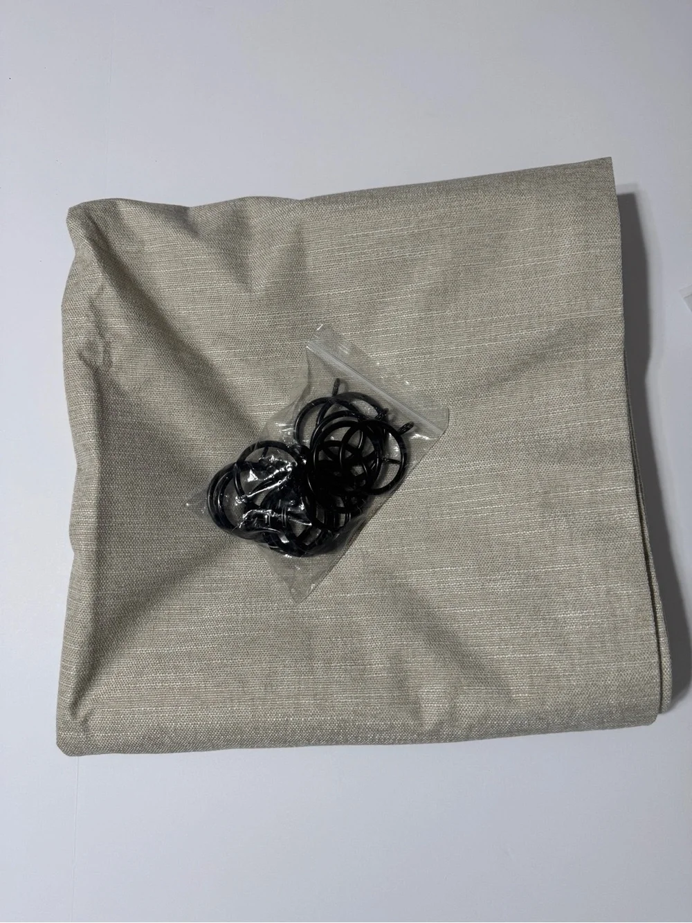 NWOT Blackout Light Tan Curtain With Black Rings